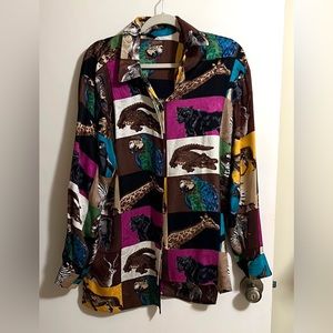 Beautiful 100% Silk Multi-Colored Blouse